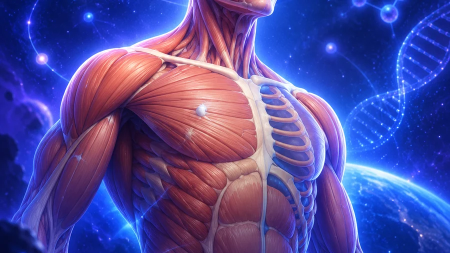 Anatomie humaine en 3D sur fond etoile