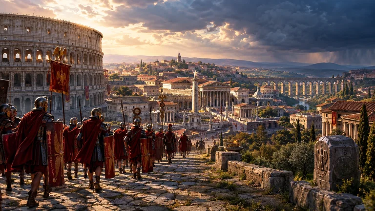Illustration : L’Empire romain — République → chute de Rome