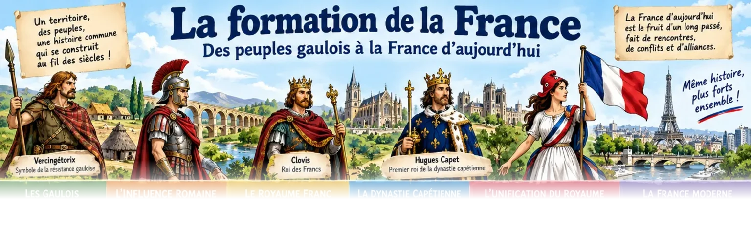 Aperçu partiel de la formation de la France, estompé avant les repères